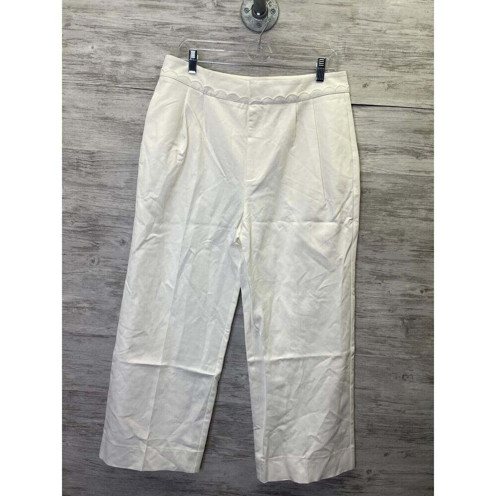 FRAME Scallop Soft Trouser 0 Womens Off White Wide Leg Pleated High Rise